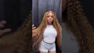 Super long inch Honey Blonde Deep Wave Wig 🌞🤩 wigs hermosahair [upl. by Dadivitan844]