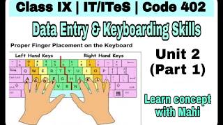 Class IX Unit 2 Part 1 Data Entry amp Keyboarding Skills  ITITeS402 [upl. by Synned]