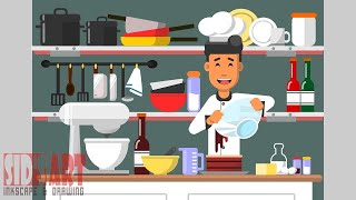 Inkscape Speed Drawing Creating a Kitchen Scene amp Cake Vector Illustration [upl. by Jon831]