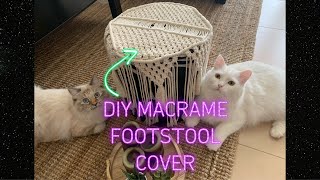 MACRAME FOOTSTOOL COVER  DIY  TUTORIAL [upl. by Irby]