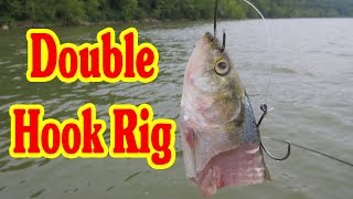 How to tie a double hook rig  Using a Double hook rig to catch Big Catfish [upl. by Ettenav83]