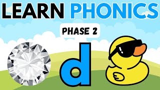 Phonics Letter Sound d words  Phase 2  Phonics for Kids  Learn to Read  Alphabet Sounds [upl. by Fayre]