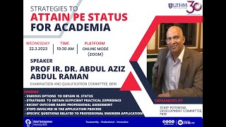 Sharing Talk  Strategies to Attain PE Status for Academia [upl. by Yer]