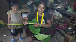 Cooking food recipe of green yam in village  Nepali village [upl. by Asiela]