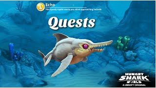 Hungry Shark World  Echo Shark Quest Eat 1 Elusive Kempy Foot [upl. by Scotney]