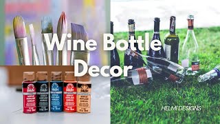 DIY WINE BOTTLE DECORATION IDEAS  REUSE IDEAS  BOTTLE CRAFTS  PAINTING ASMR [upl. by Ttiwed]