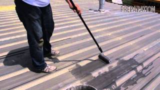 Roof Coating Restoration over Metal Application Instructions [upl. by Llorrad]