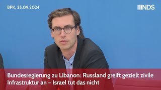 Bundesregierung zu Libanon Russland greift gezielt zivile Infrastruktur an – Israel tut das nicht [upl. by Ahsienahs333]