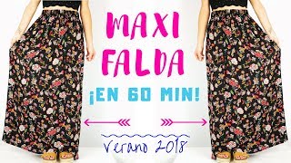 Cómo hacer una MAXI FALDA muy fácil en 60 min ❤✂  Verano 2018  DIY MAXI SKIRT in 60 min [upl. by Sadoc]