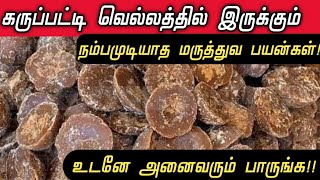 கருப்பட்டி வெல்லத்தில் இருக்கும் மருத்துவ பயன்கள் Karuppatti Vellam Benefits Tamil  Panai Vellam [upl. by Lotz]