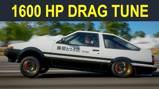 Forza Horizon 4 1600 Horsepower Toyota Trueno Sprinter AE86 Drag Tune l 6907s Quarter Mile [upl. by Oniuqa]