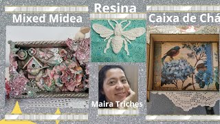 03 Diy  Mixed Midea  Caixa para Chás e como fiz apliques com resina [upl. by Margit629]