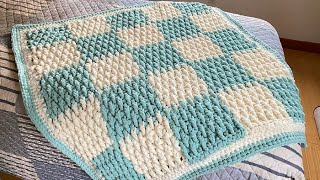 Crochet Checker Squares Baby Blanket [upl. by Martsen405]