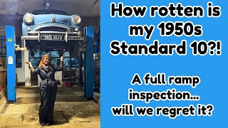 How rotten is my 1950s Standard 10 A ramp inspection for my rare British classic car [upl. by Opalina]