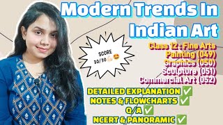 Modern Trends In Indian Art  Unit 3  Part B  Class 12  Fine Arts  CBSE  Notes  QA [upl. by Countess]