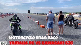 Yamaha R6 vs Kawasaki 636 motorcycle drag race 14 mile 🏍🚦  4K UHD [upl. by Leen]