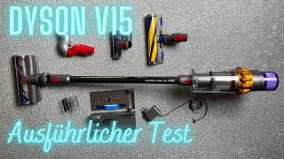 Dyson V15 Test amp Review  Ausführlicher Test des Dyson V 15 Akku Staubsauger  Bester Staubsauger [upl. by Calista]