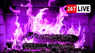 🔥 PURPLE FIRE 4K LIVE 247 Magic Fireplace with Crackling Fire Sounds [upl. by Derfla889]