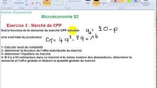 Microéconomie S2 les marchés partie 5 exercice 3 CPP [upl. by Atiuqahs648]