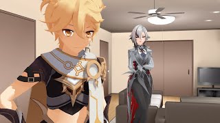 Aether and Arlecchino home alone tonight  Berserk Gaming Official shorts viral gaming mmd dog [upl. by Epp]