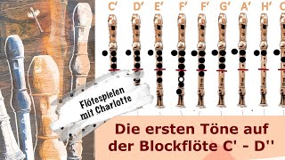 Die Töne und Griffe C  D auf der Blockflöte  Glücklich mit Musik Blockflöte Griffe [upl. by Cohlette843]