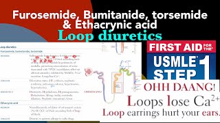 Loop diuretics Furosemide Bumitanide Torsemide amp Ethacrynic acid in HindiUrdu by first aid [upl. by Persons]