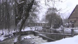 Elsterwehr am neugotischen Schloß Lützschena bei Schneesturm  HD  23022013 [upl. by Ainek]