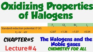 Oxidizing Properties of HalogensCh5The Halogens and the Noble gasesLec [upl. by Yrehc]