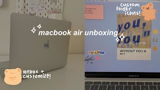 macbook air 2020 unboxing ✿ aesthetic customization [upl. by Yggam608]