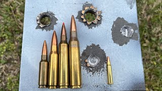 338 Lapua vs 7mm RM vs 308 Win vs 65 Grendel On Steel [upl. by Fay146]