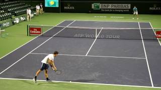 Roger Federer Practice 2017 BNP Paribas Open Indian Wells [upl. by Aliwt]