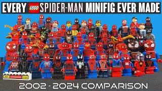 COMPARISON EVERY LEGO SpiderMan Minifig EVER MADE 2002  2024 [upl. by Aletha982]