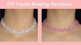 Easy Crystal Beading Necklaces Tutorial  How to Make Elegant Crystal Beading Necklaces [upl. by Amisoc684]