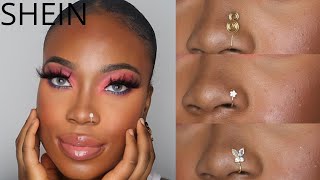 Shein nose ring haul 2021  Nose cuffs try on haul [upl. by Assili]