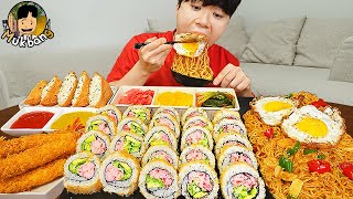 ASMR MUKBANG 직접 만든 미고랭 라면 김밥 김치 유부초밥 먹방 RAMYEON amp KIMBAP MUKBANG EATING SOUND [upl. by Healy]