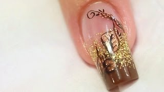 Autumn Copper Foil Nail Art Design Tutorial [upl. by Paucker212]