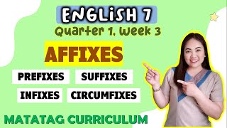 AFFIXES  Prefix Suffix Infix Circumfix  ENGLISH 7  Week 3  QUARTER 1  MATATAG CURRICULUM [upl. by Perri]