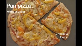 Pan pizza  veg  no yeast pan pizza recipe  Home made veg pan pizza [upl. by Amiel243]