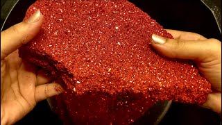 Asmr  red glitter  super crunchy white baking soda  black baking soda [upl. by Keating]