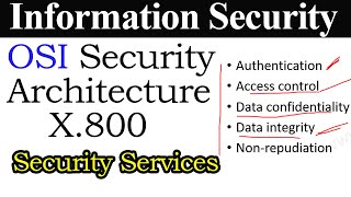 OSI Security Architecture X800 in Network Security  Security Services [upl. by Oirevlis]