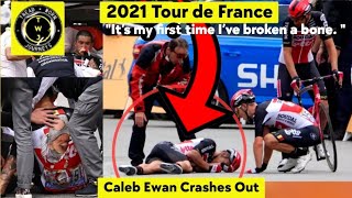 Caleb Ewan Crashes Out  2021 Tour de France  Stage 3  Multiple crashes [upl. by Ybrik]