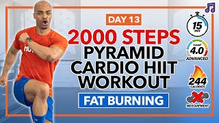 15 MIN INTENSE Pyramid Cardio HIIT Workout All Standing  2000 Steps Cardio  Day 13 [upl. by Netsirc]