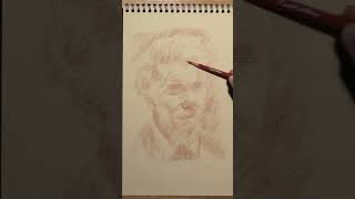 Eude en 28 minutes sanguine quot611quot sur papier kraft A3 art portraitart sketch [upl. by Farly]