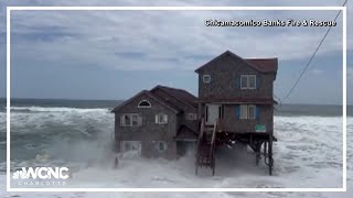 Beach home collapses into the ocean on North Carolina Outer Banks [upl. by Letch63]