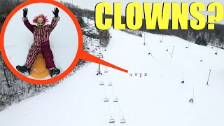 Drone catches snow clowns tobogganing at this abandoned ski resort Unbelievable [upl. by Eanore87]