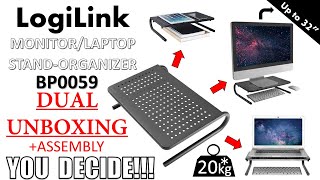 Three in One  Logilink BP0059 Metal Monitor Stand  Laptop Riser Base Dual Unboxing and Assembly [upl. by Quentin]