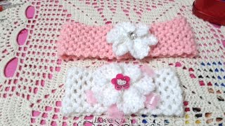 Crochet Easy Headband with Flower babies كروشيه  بندانة شعر للصغار والكبار [upl. by Lipsey]