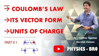 Coulombs law in Vector form  Units of charge  Part  1  Class  12  Vaibhav Agarwal [upl. by Shaer]