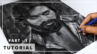 How to Draw HYPER REALISTIC PORTRAIT  Tutorials for BEGINNERS  PART  01  FACE  alluarjun [upl. by Bang]