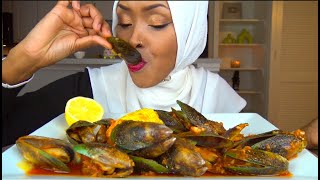 ASMR Green Lip Mussels Mukbang With Subtitlesاكل بلح البحر الأخضر مع الترجمة [upl. by Abramo]